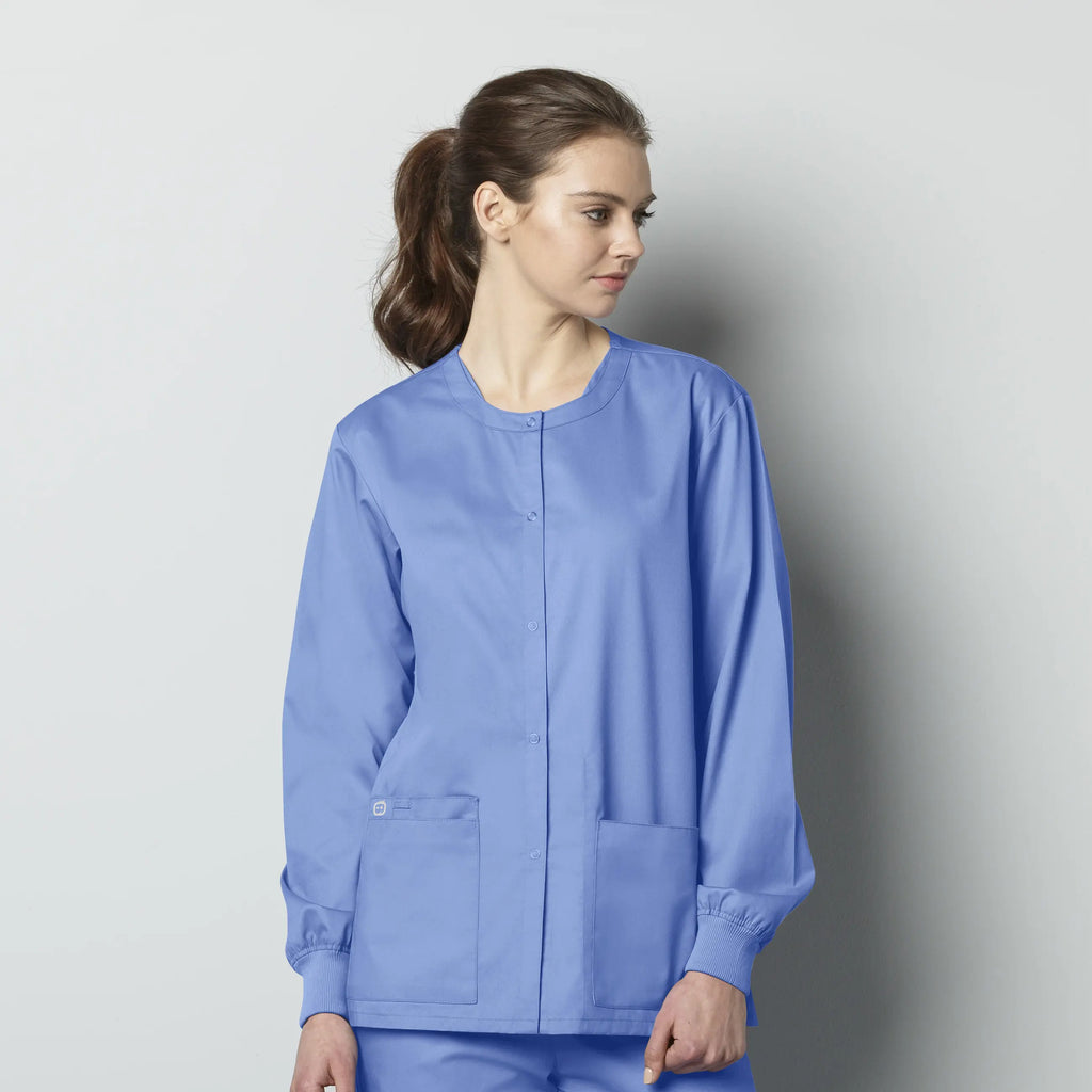 Wink Scrubs Unisex Snap Front Jacket Ceil Blue | scrub-supply.com