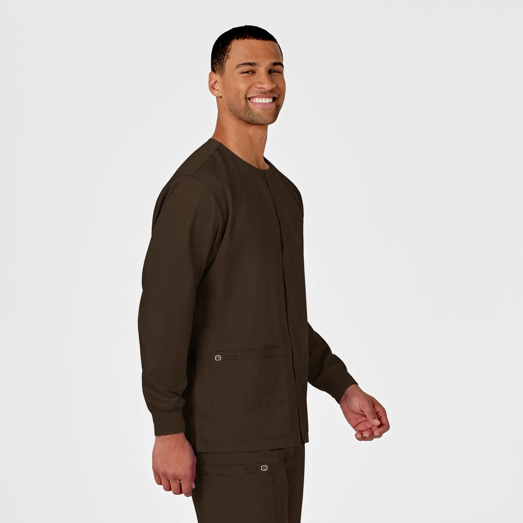 Wink Scrubs Unisex Snap Front Jacket Chocolate | scrub-supply.com