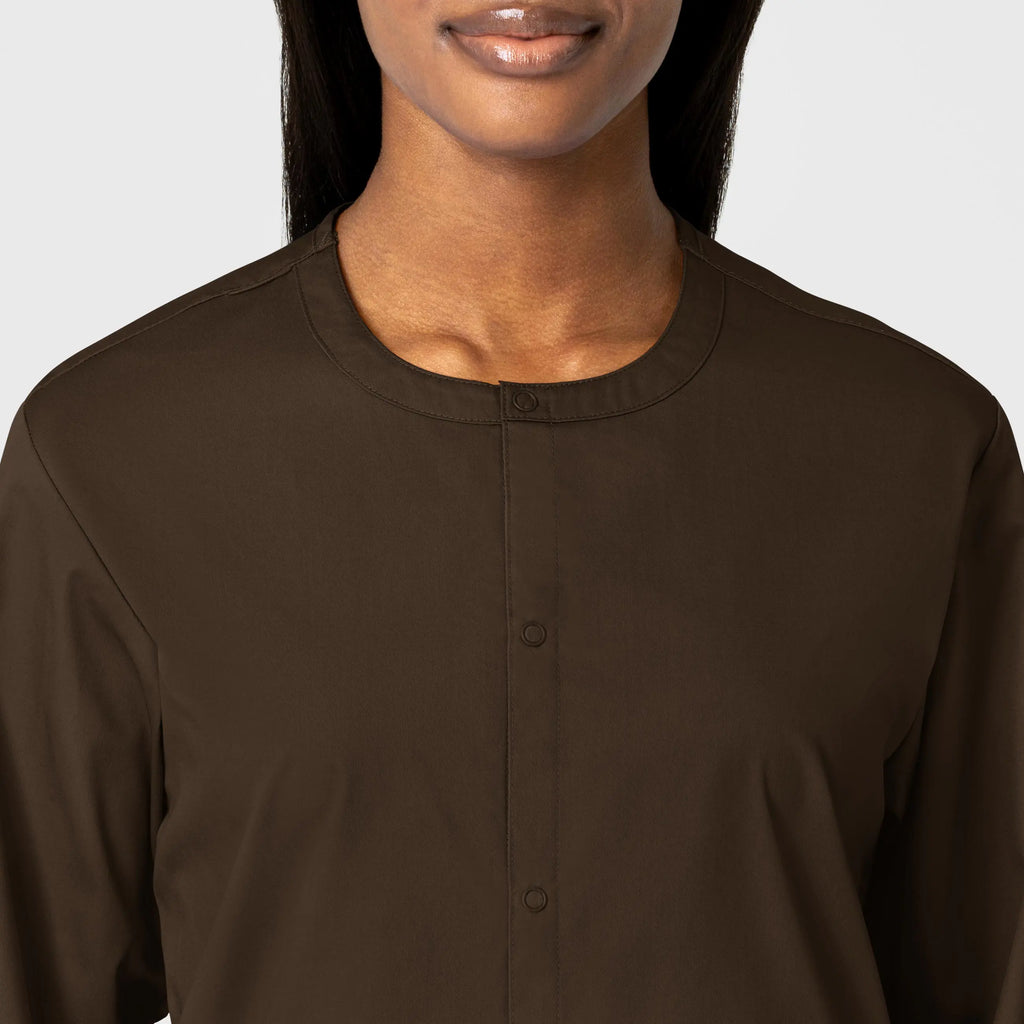 Wink Scrubs Unisex Snap Front Jacket Chocolate | scrub-supply.com