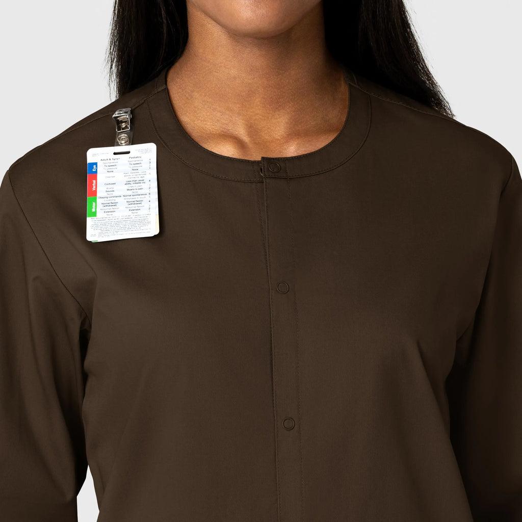 Wink Scrubs Unisex Snap Front Jacket Chocolate | scrub-supply.com