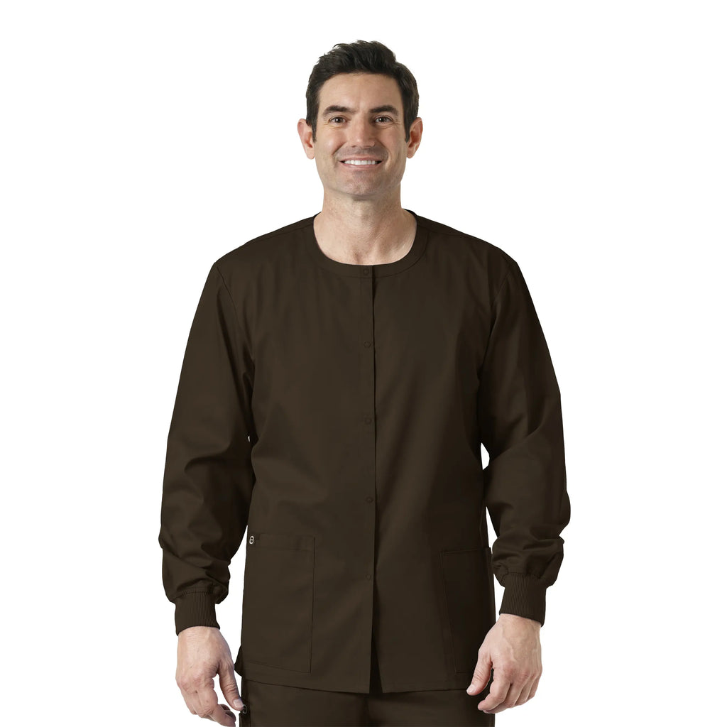 Wink Scrubs Unisex Snap Front Jacket Chocolate | scrub-supply.com