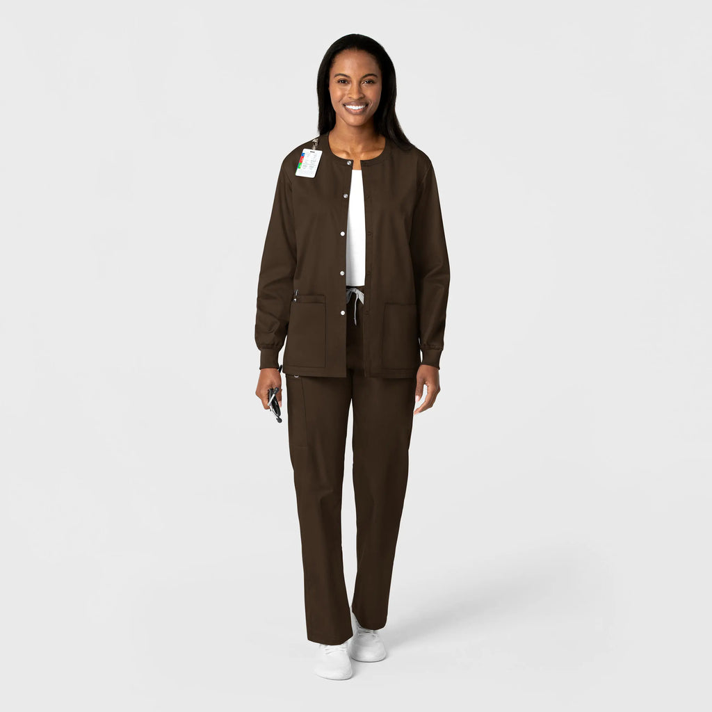 Wink Scrubs Unisex Snap Front Jacket Chocolate | scrub-supply.com