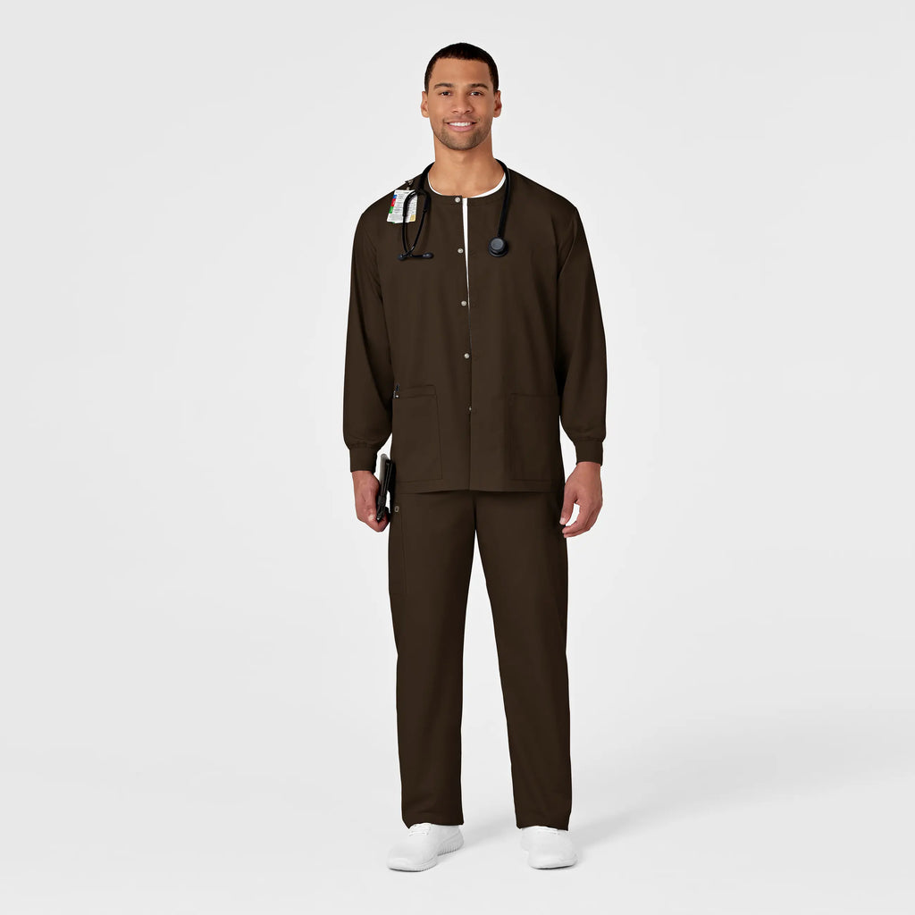 Wink Scrubs Unisex Snap Front Jacket Chocolate | scrub-supply.com