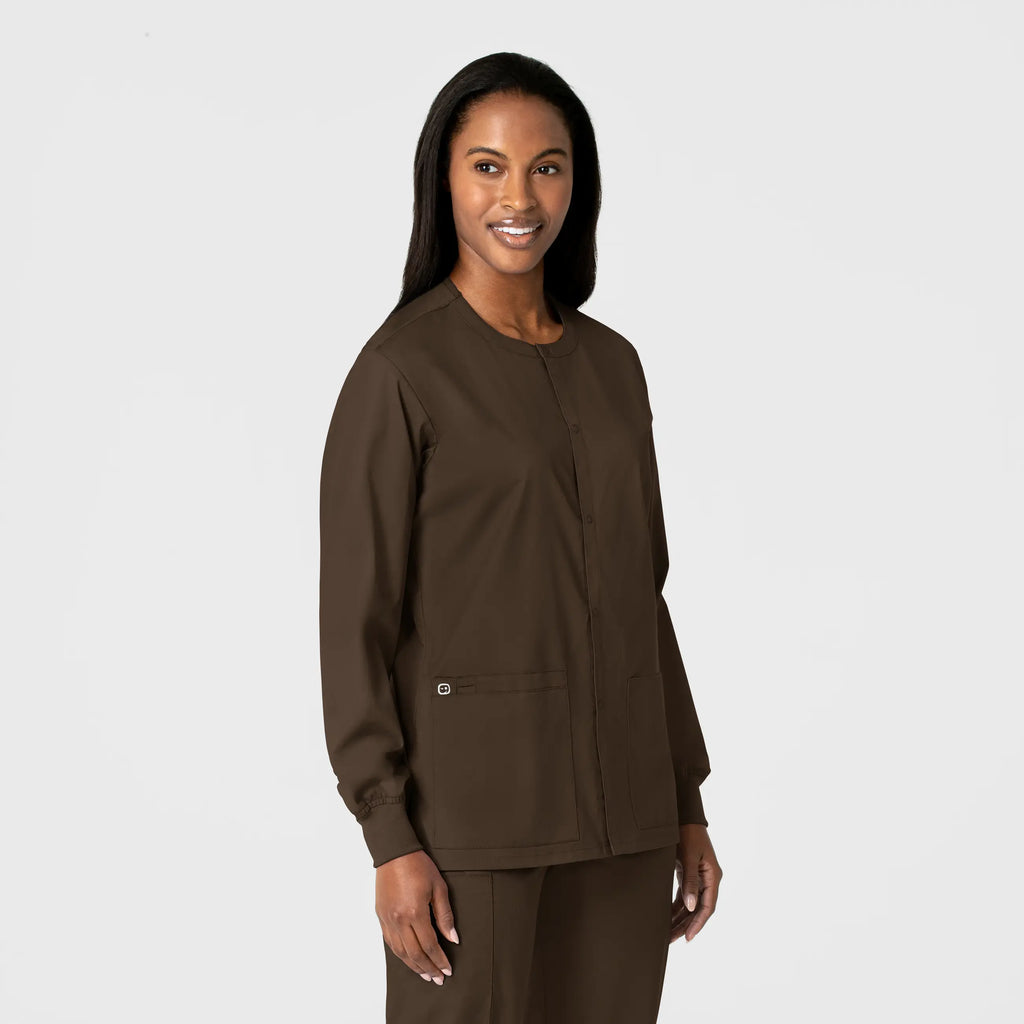 Wink Scrubs Unisex Snap Front Jacket Chocolate | scrub-supply.com