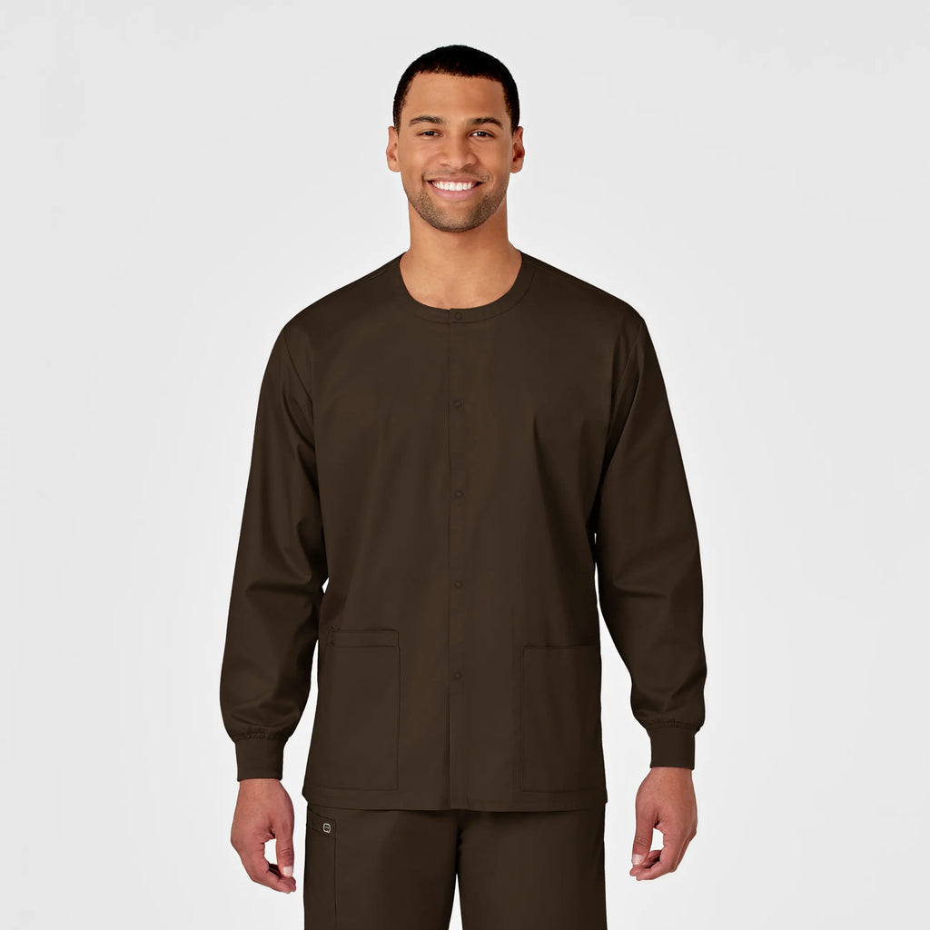 Wink Scrubs Unisex Snap Front Jacket Chocolate | scrub-supply.com