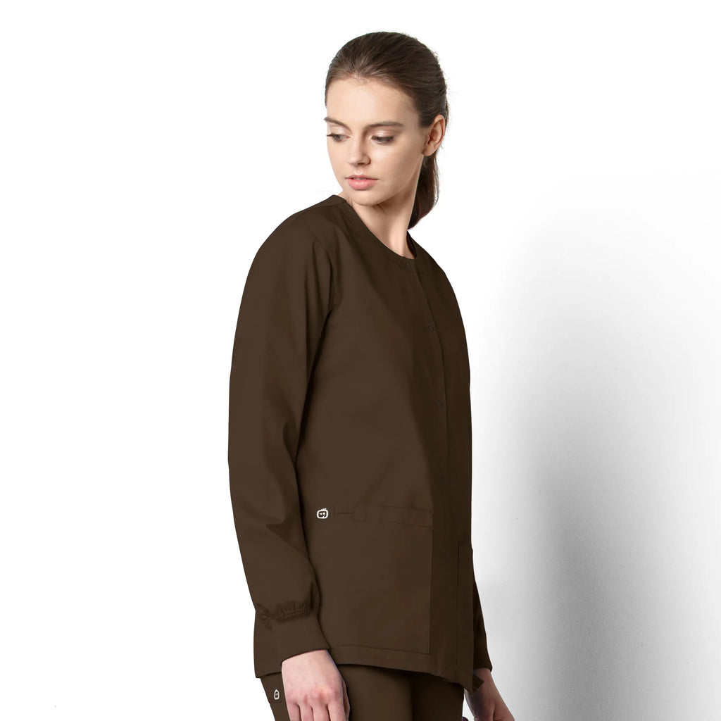 Wink Scrubs Unisex Snap Front Jacket Chocolate | scrub-supply.com