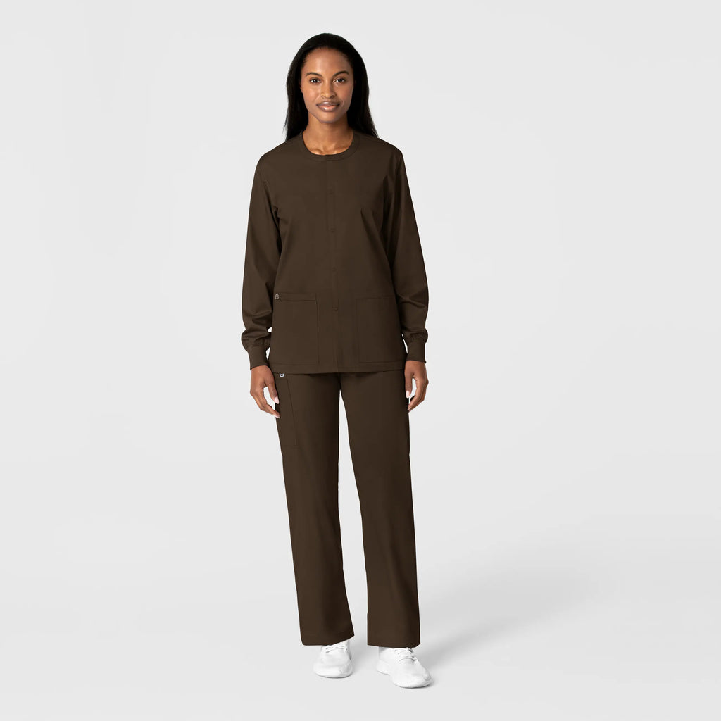 Wink Scrubs Unisex Snap Front Jacket Chocolate | scrub-supply.com