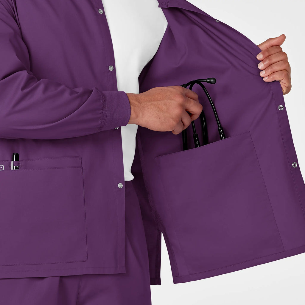 Wink Scrubs Unisex Snap Front Jacket Eggplant | scrub-supply.com