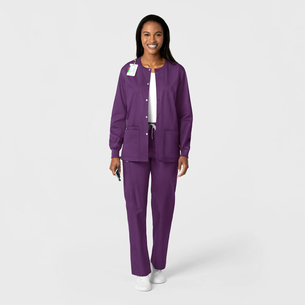 Wink Scrubs Unisex Snap Front Jacket Eggplant | scrub-supply.com