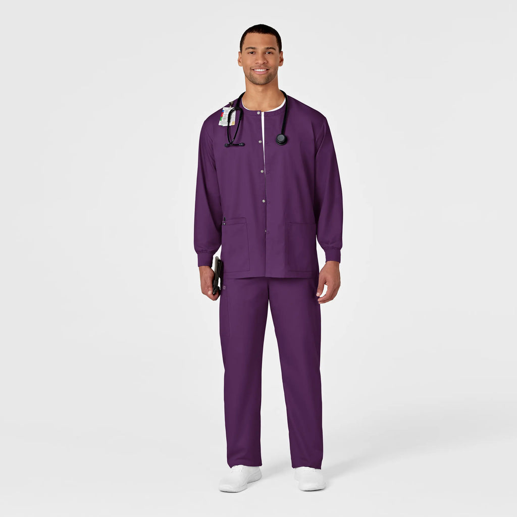 Wink Scrubs Unisex Snap Front Jacket Eggplant | scrub-supply.com