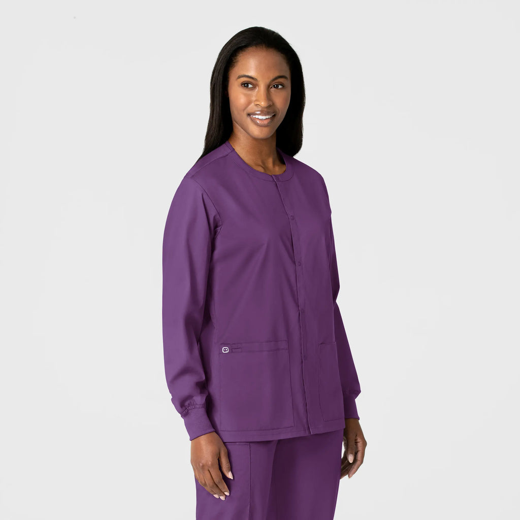 Wink Scrubs Unisex Snap Front Jacket Eggplant | scrub-supply.com