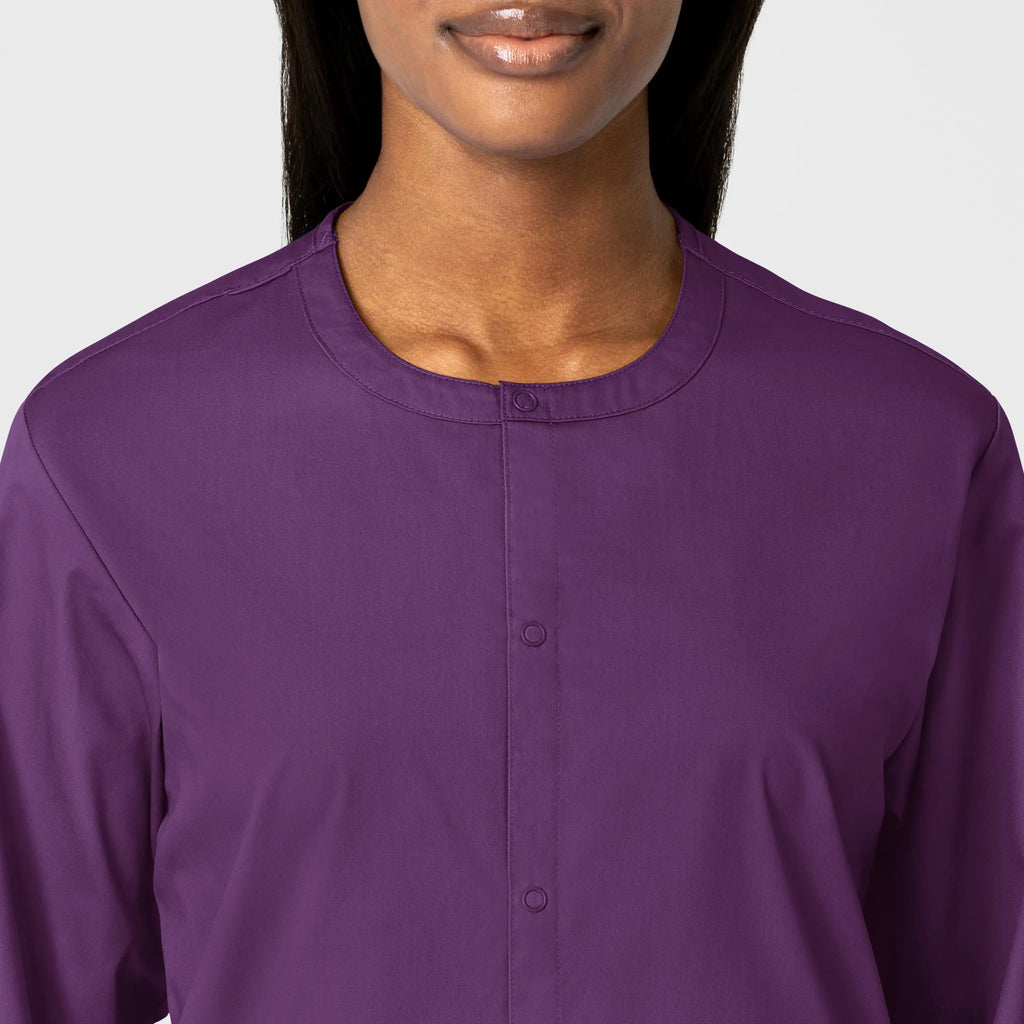 Wink Scrubs Unisex Snap Front Jacket Eggplant | scrub-supply.com