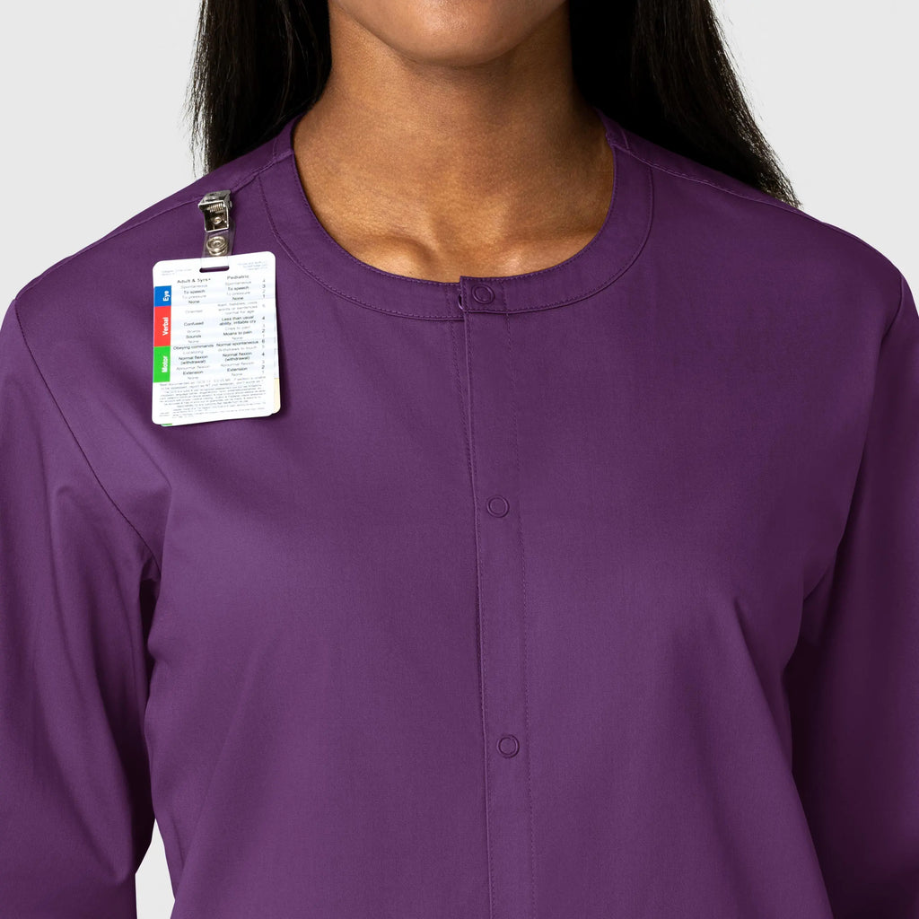 Wink Scrubs Unisex Snap Front Jacket Eggplant | scrub-supply.com