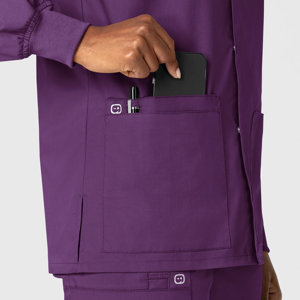 Wink Scrubs Unisex Snap Front Jacket Eggplant | scrub-supply.com