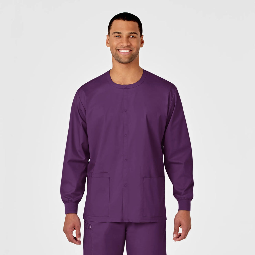 Wink Scrubs Unisex Snap Front Jacket Eggplant | scrub-supply.com