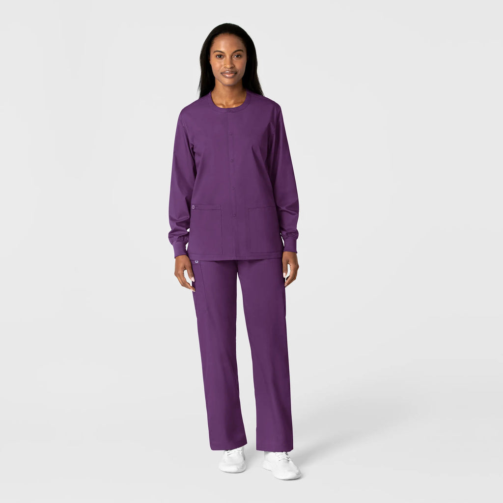 Wink Scrubs Unisex Snap Front Jacket Eggplant | scrub-supply.com