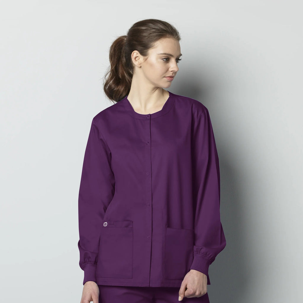 Wink Scrubs Unisex Snap Front Jacket Eggplant | scrub-supply.com