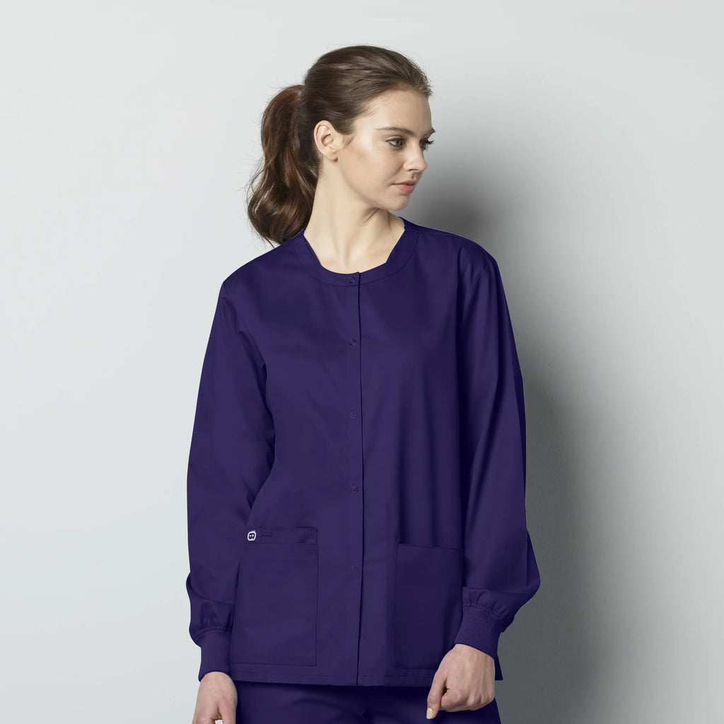 Wink Scrubs Unisex Snap Front Jacket Grape | scrub-supply.com