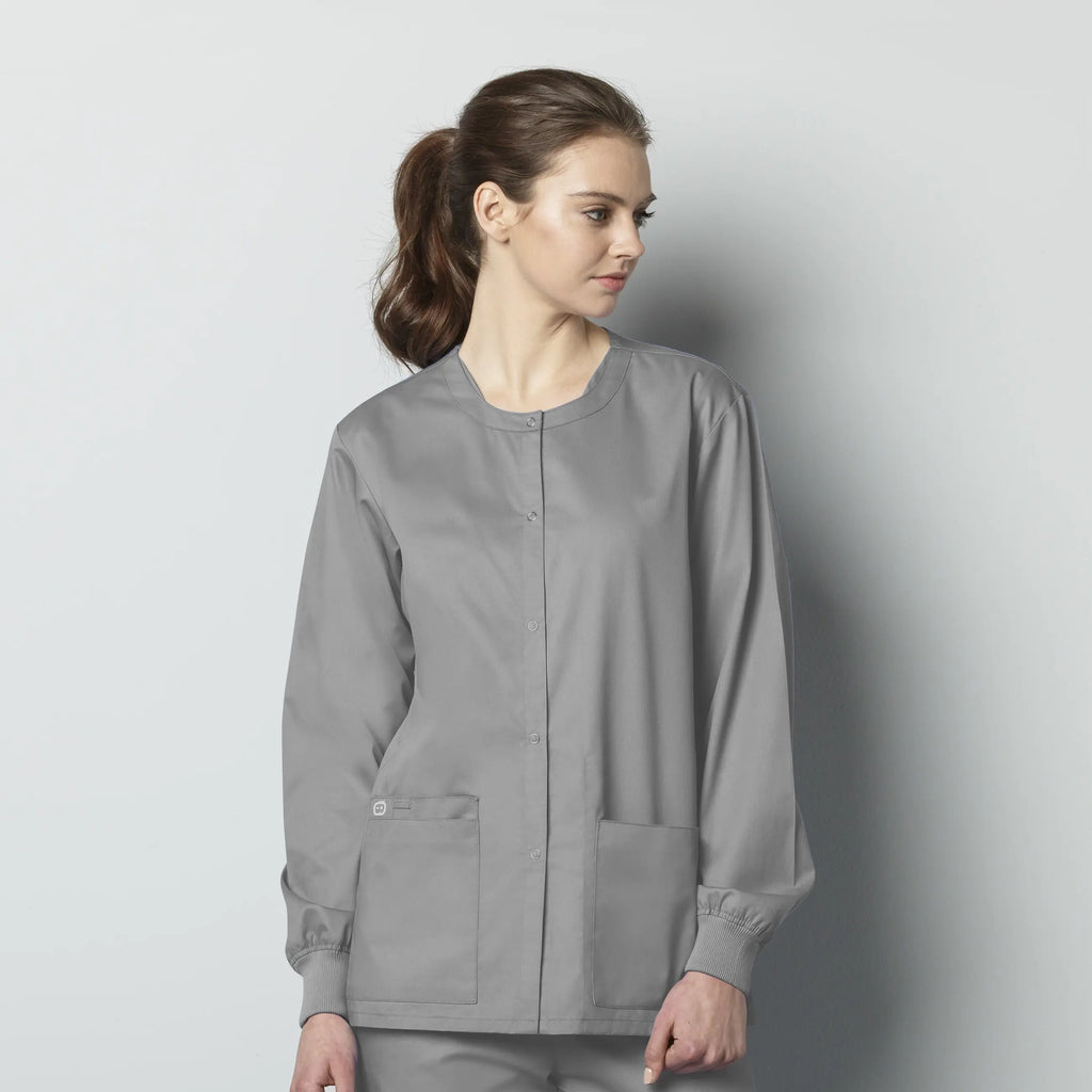 Wink Scrubs Unisex Snap Front Jacket Grey | scrub-supply.com