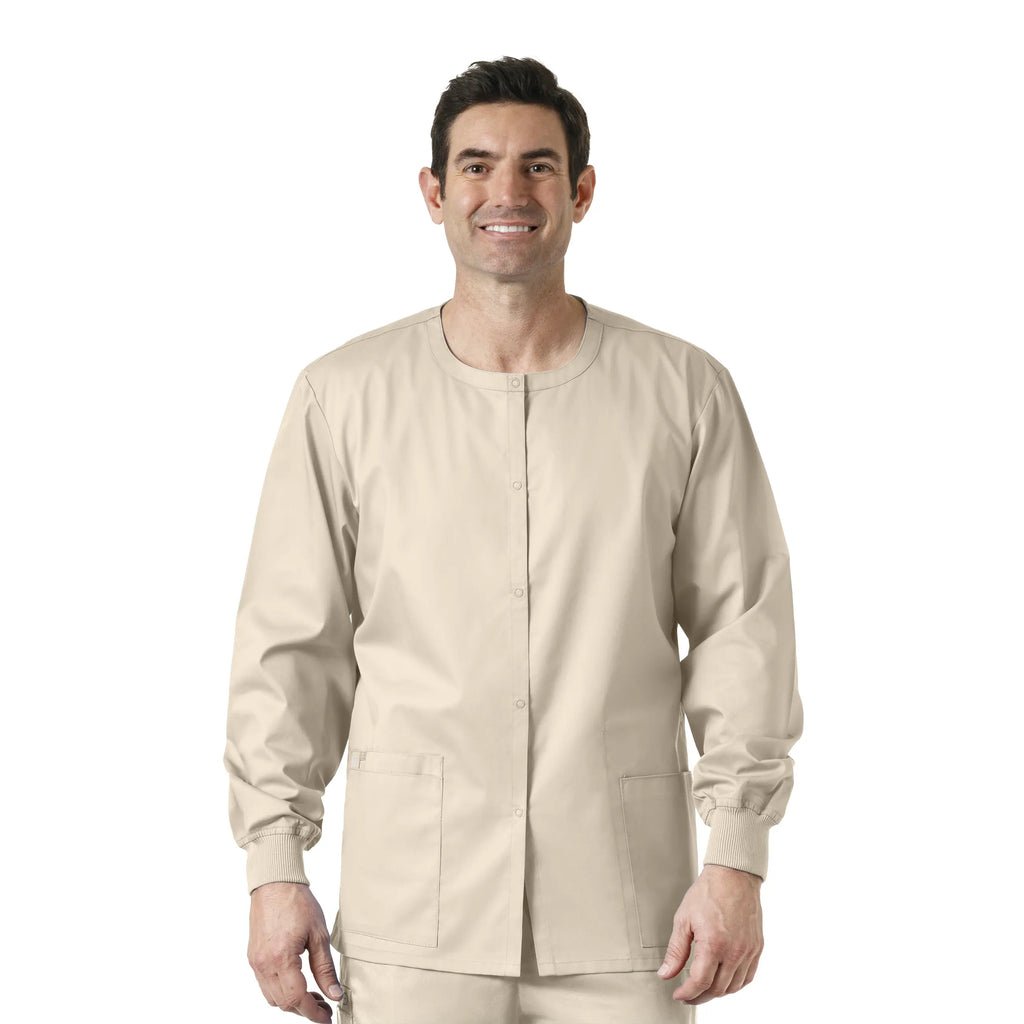 Wink Scrubs Unisex Snap Front Jacket Khaki | scrub-supply.com