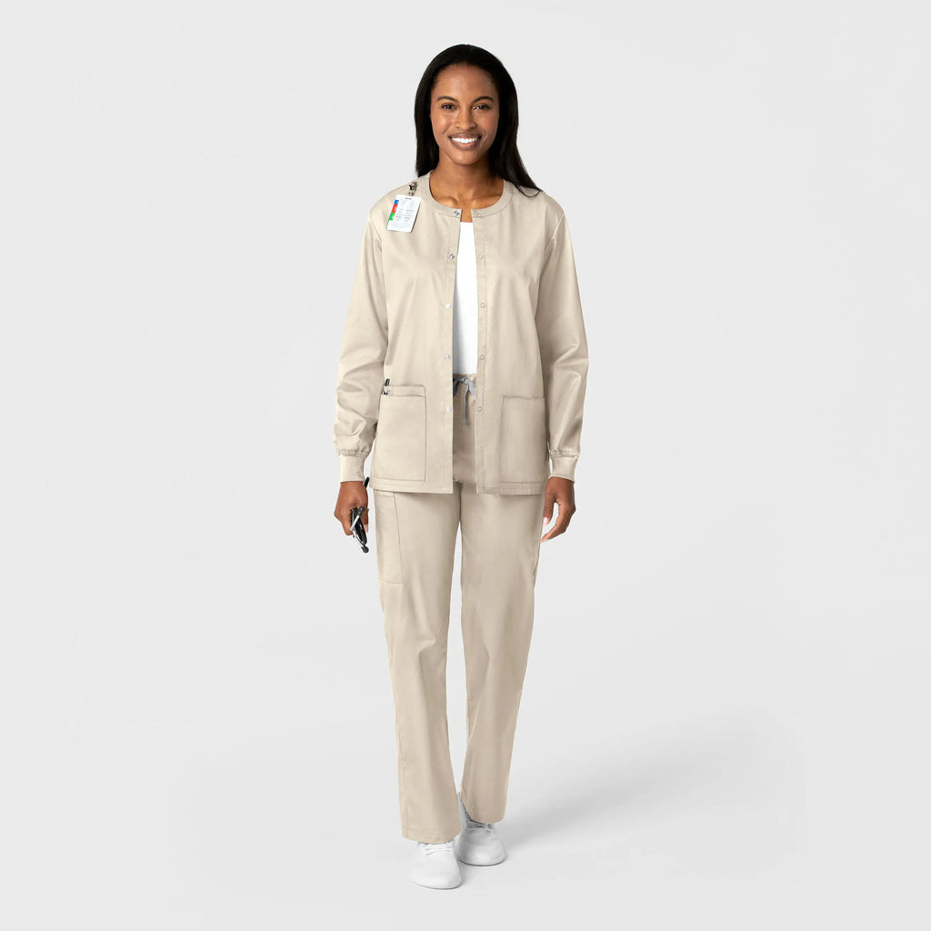 Wink Scrubs Unisex Snap Front Jacket Khaki | scrub-supply.com