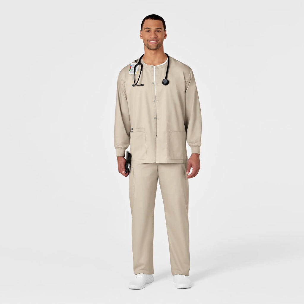 Wink Scrubs Unisex Snap Front Jacket Khaki | scrub-supply.com