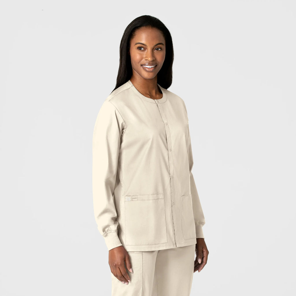 Wink Scrubs Unisex Snap Front Jacket Khaki | scrub-supply.com