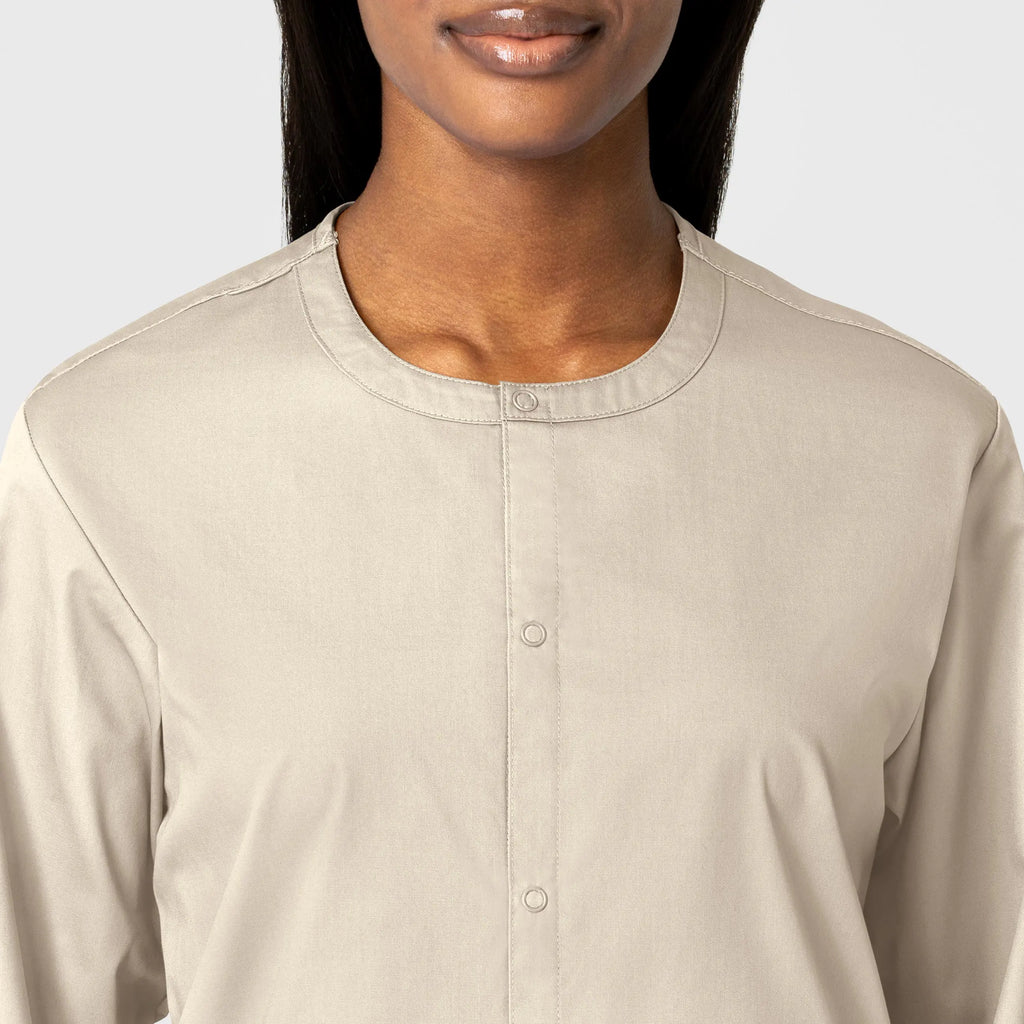 Wink Scrubs Unisex Snap Front Jacket Khaki | scrub-supply.com