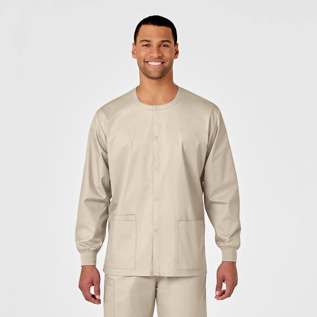 Wink Scrubs Unisex Snap Front Jacket Khaki | scrub-supply.com