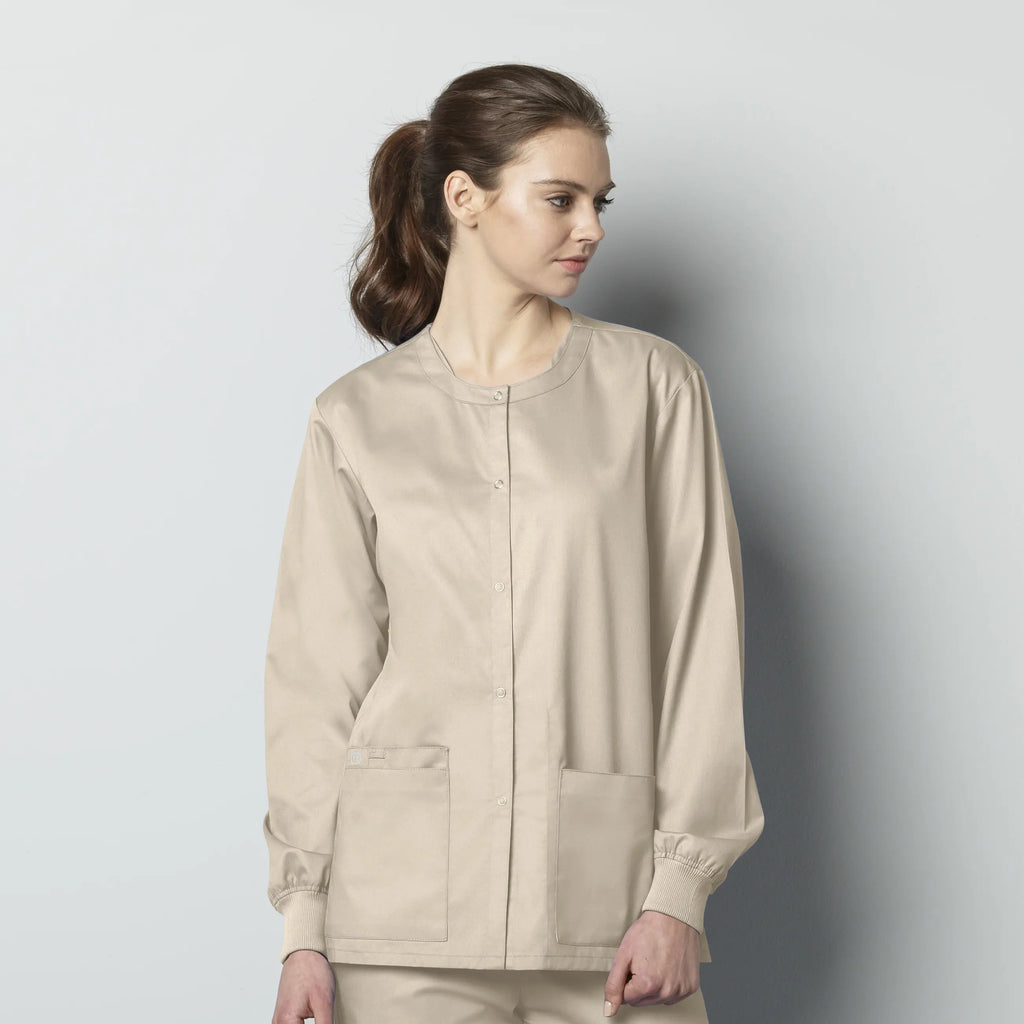 Wink Scrubs Unisex Snap Front Jacket Khaki | scrub-supply.com