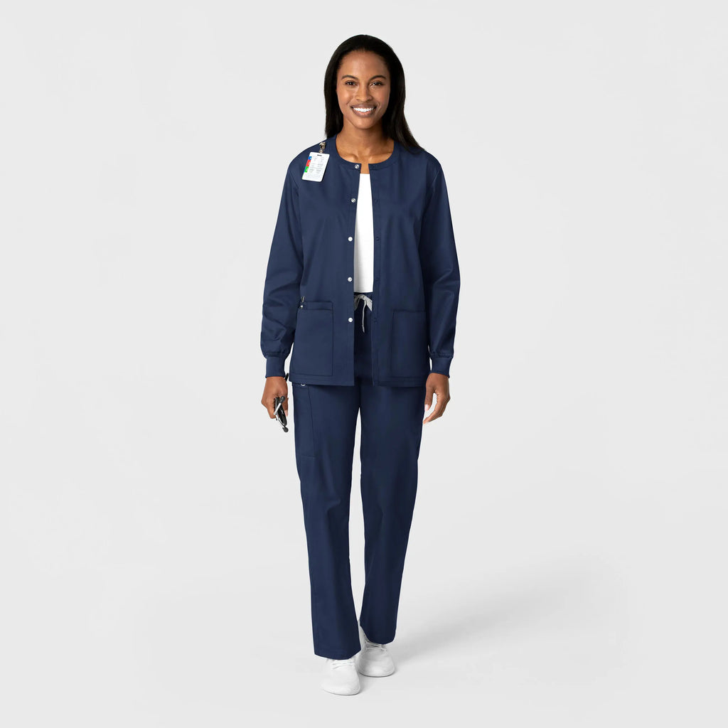 Wink Scrubs Unisex Snap Front Jacket Navy | scrub-supply.com