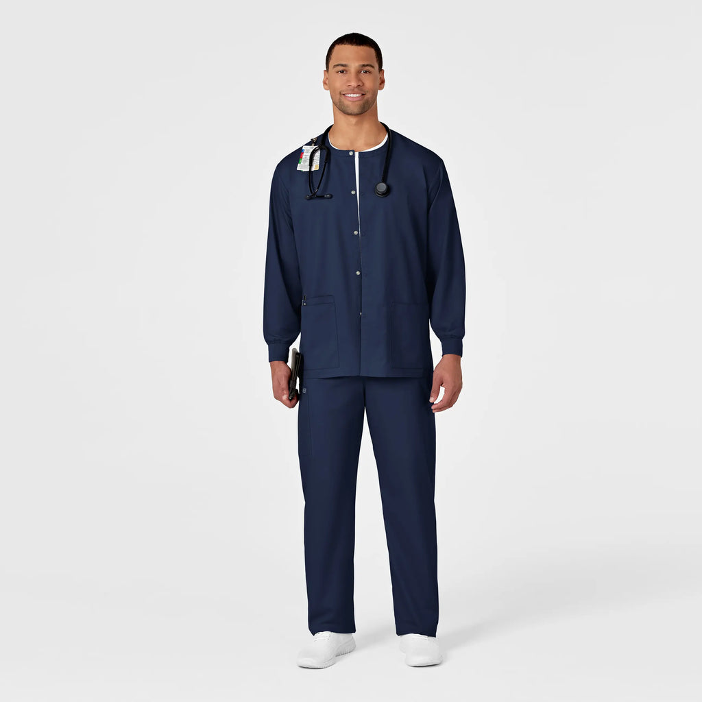 Wink Scrubs Unisex Snap Front Jacket Navy | scrub-supply.com