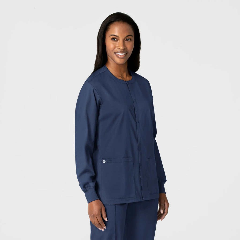 Wink Scrubs Unisex Snap Front Jacket Navy | scrub-supply.com