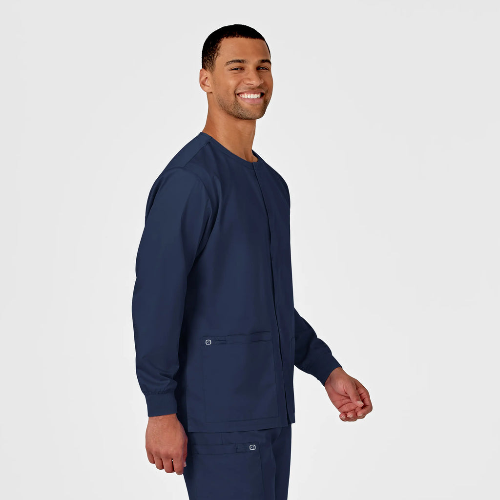 Wink Scrubs Unisex Snap Front Jacket Navy | scrub-supply.com