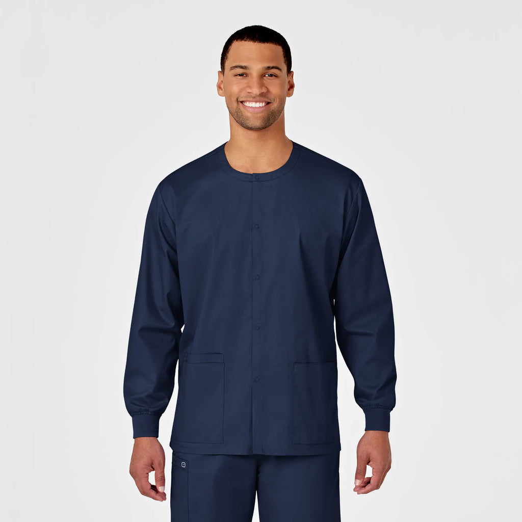 Wink Scrubs Unisex Snap Front Jacket Navy | scrub-supply.com