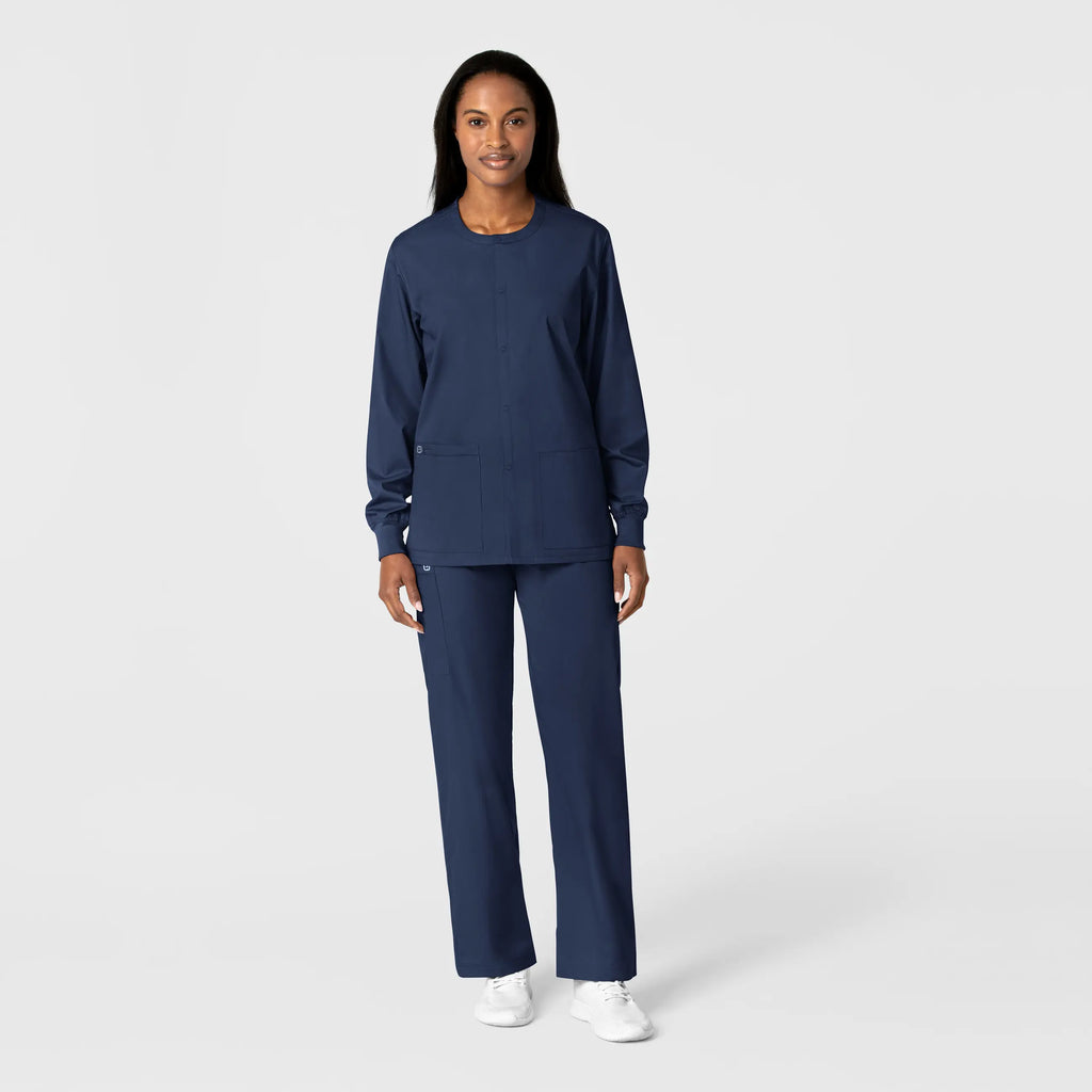 Wink Scrubs Unisex Snap Front Jacket Navy | scrub-supply.com