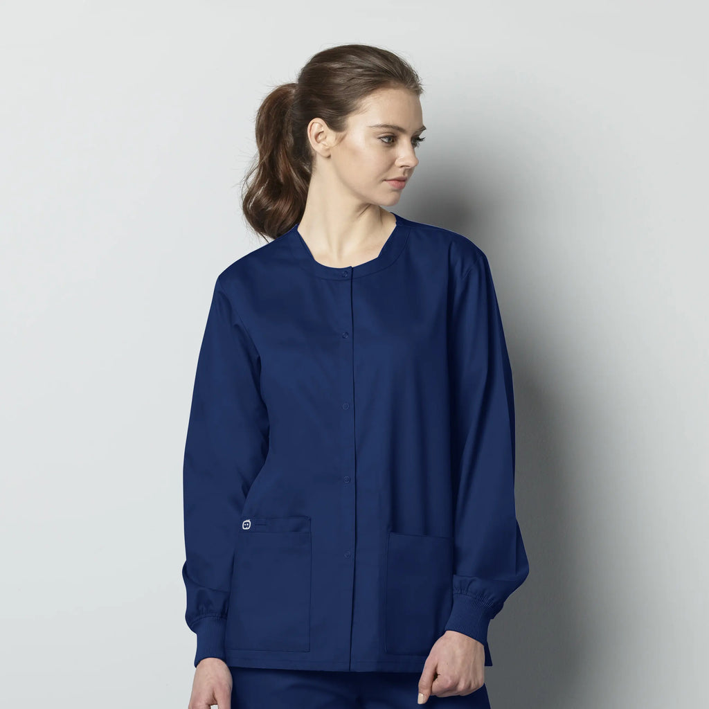 Wink Scrubs Unisex Snap Front Jacket Navy | scrub-supply.com