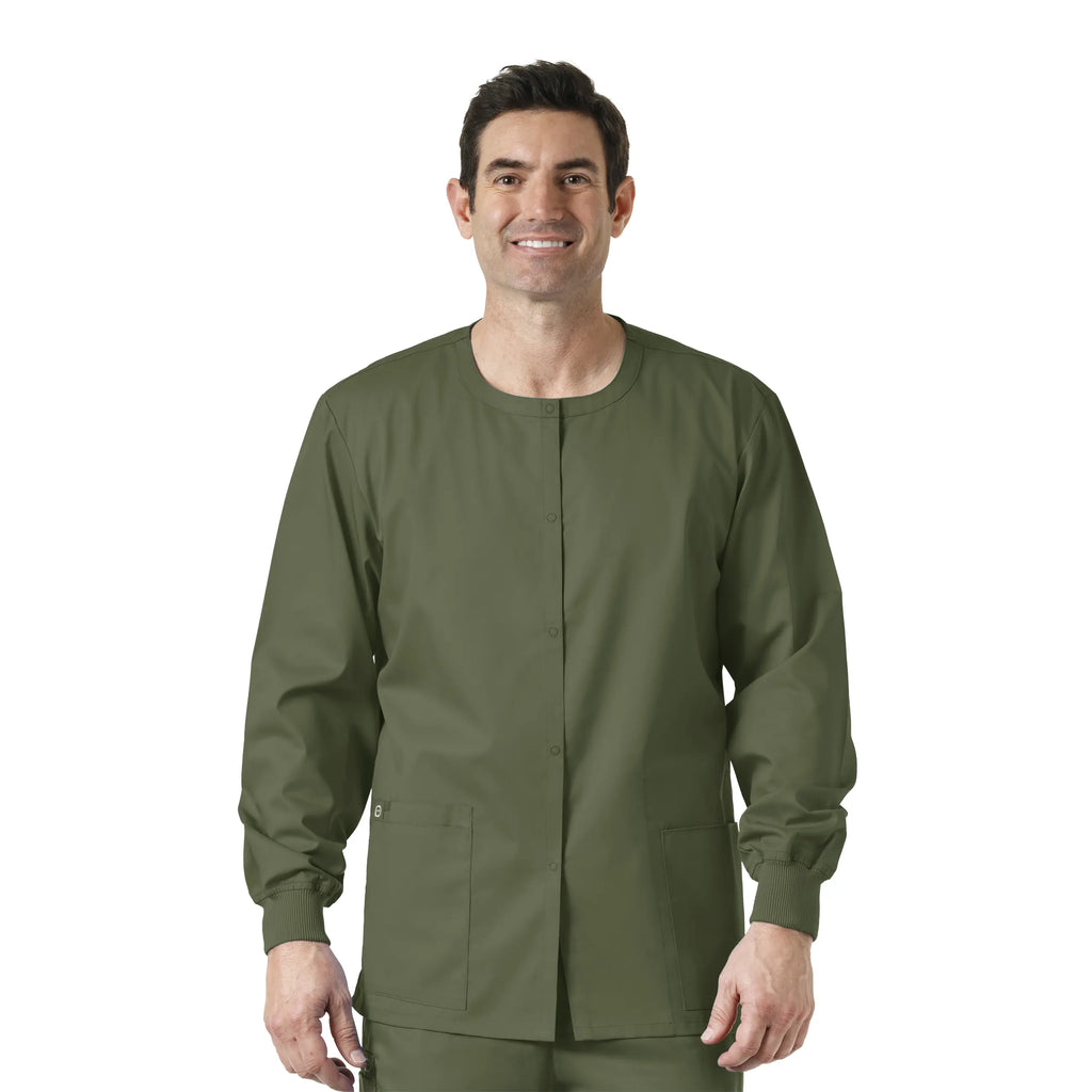 Wink Scrubs Unisex Snap Front Jacket Olive | scrub-supply.com