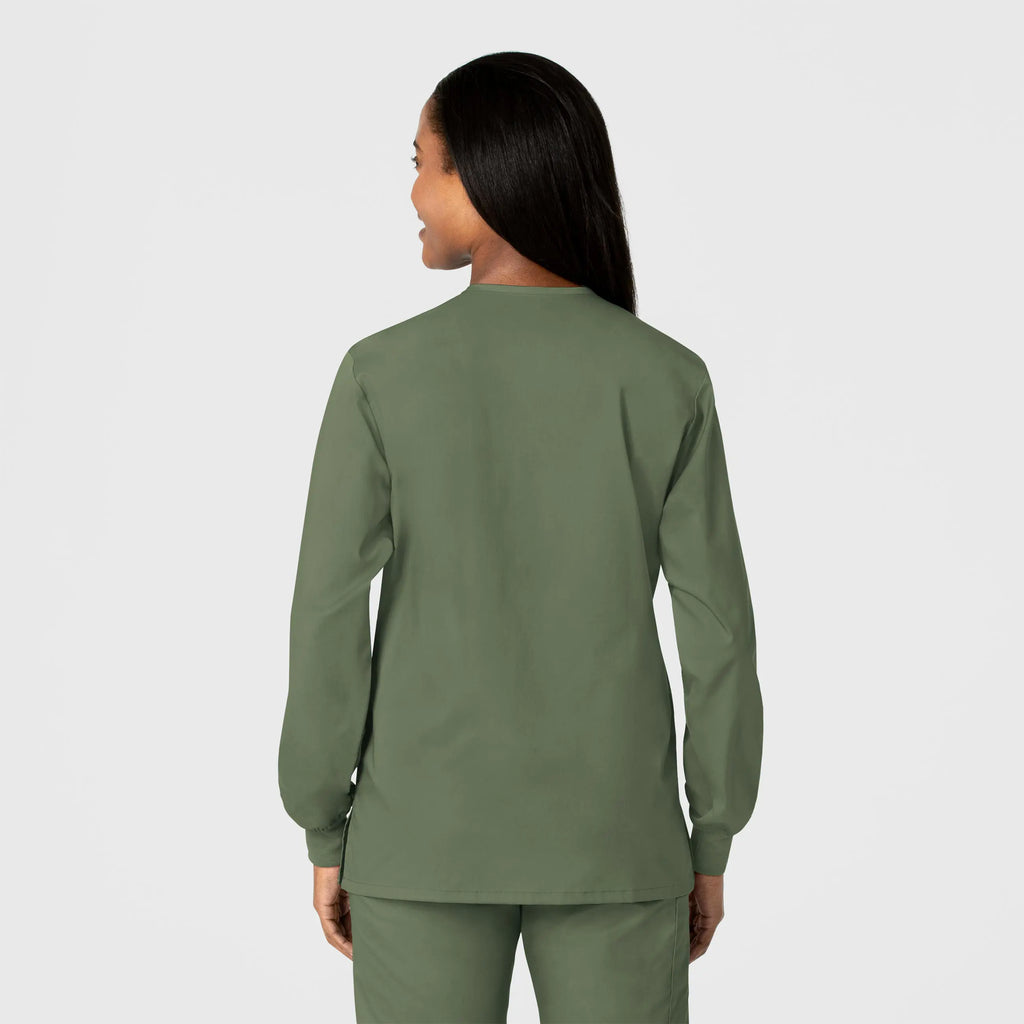 Wink Scrubs Unisex Snap Front Jacket Olive | scrub-supply.com