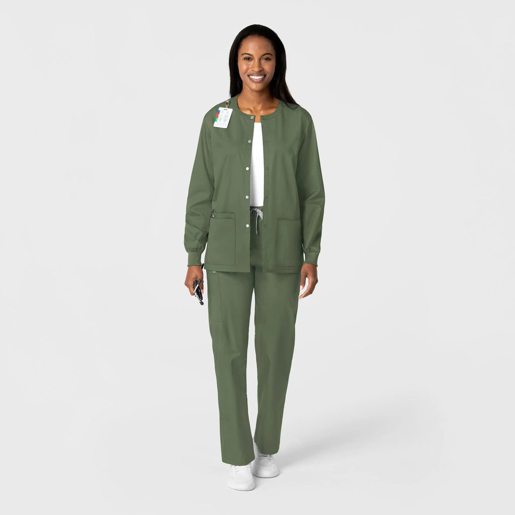 Wink Scrubs Unisex Snap Front Jacket Olive | scrub-supply.com