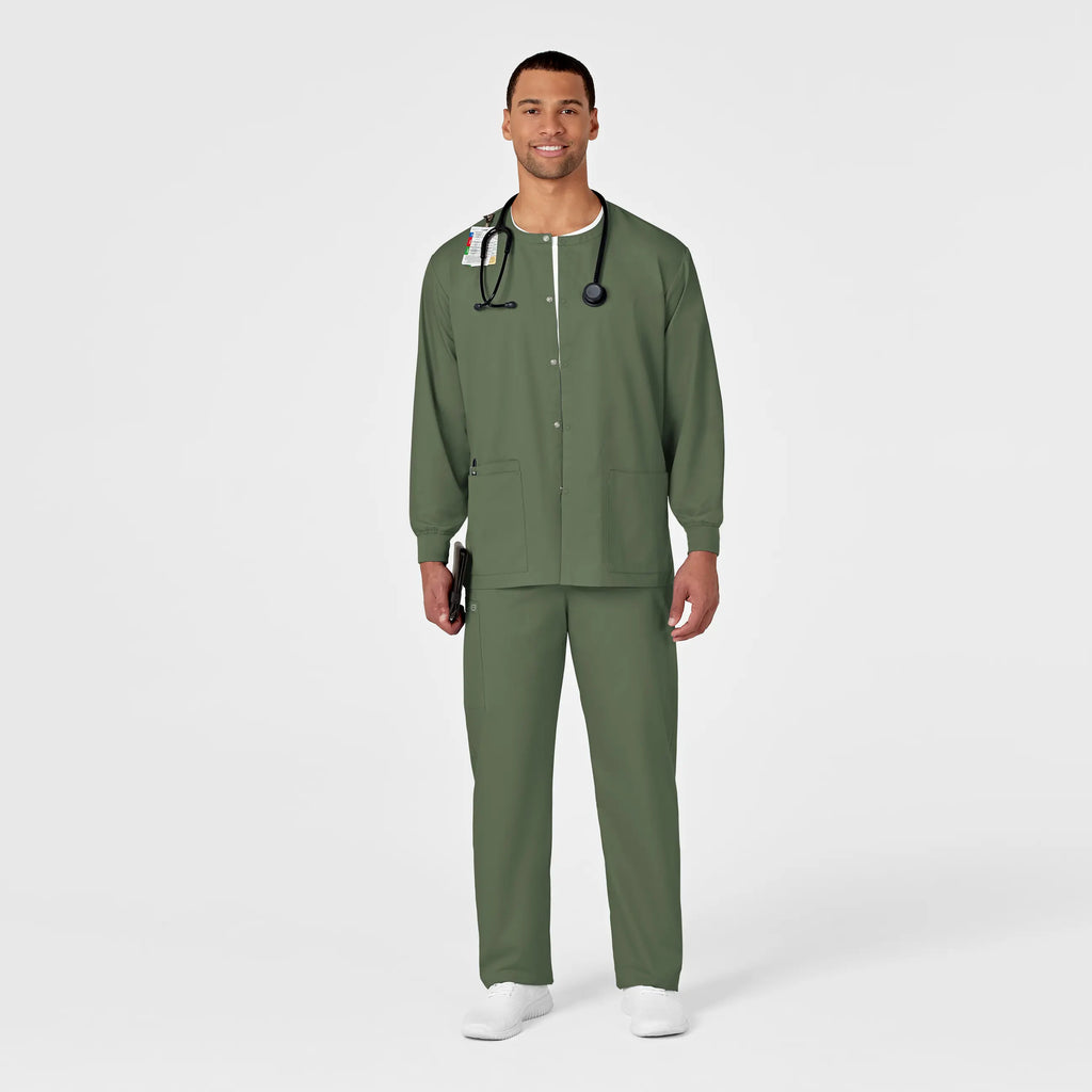 Wink Scrubs Unisex Snap Front Jacket Olive | scrub-supply.com