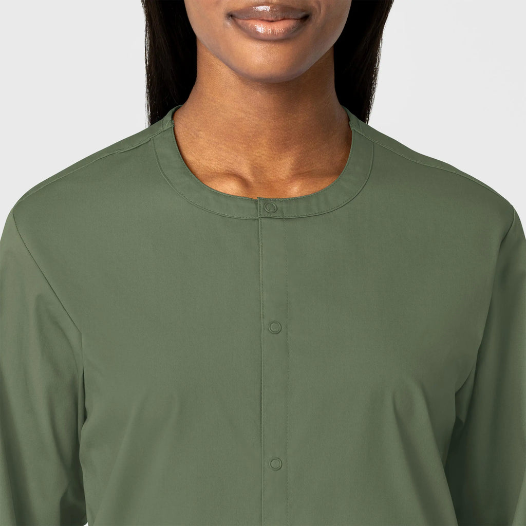 Wink Scrubs Unisex Snap Front Jacket Olive | scrub-supply.com