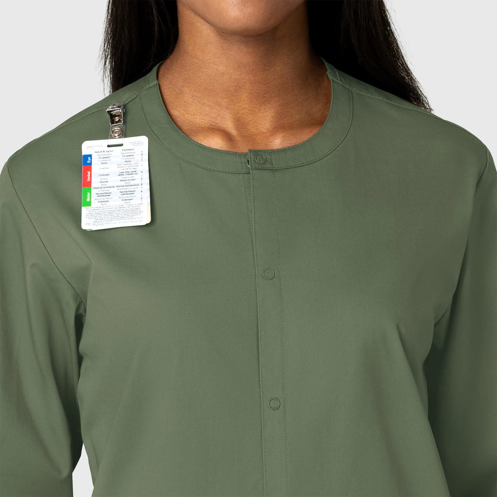 Wink Scrubs Unisex Snap Front Jacket Olive | scrub-supply.com