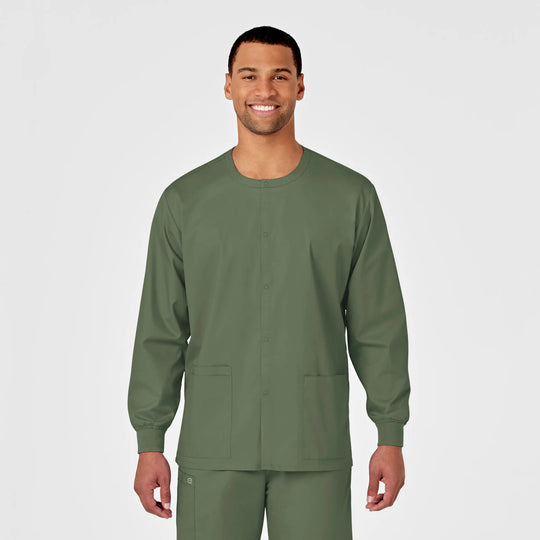Wink Scrubs Unisex Snap Front Jacket Olive | scrub-supply.com