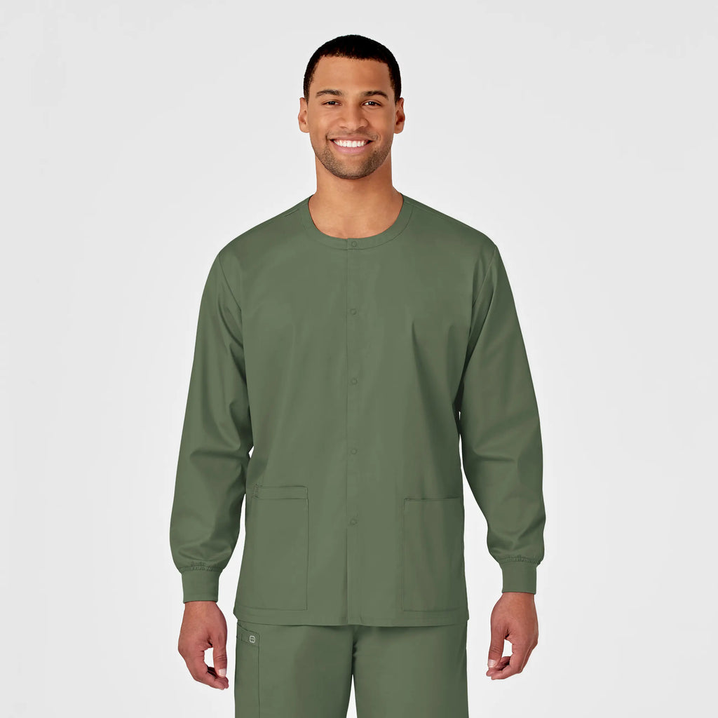 Wink Scrubs Unisex Snap Front Jacket Olive | scrub-supply.com