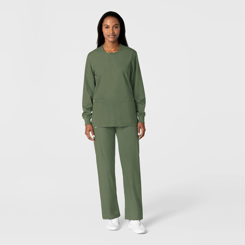 Wink Scrubs Unisex Snap Front Jacket Olive | scrub-supply.com