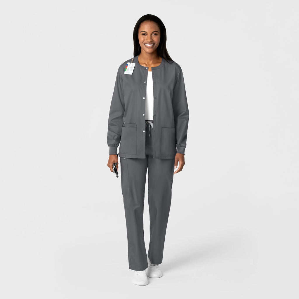 Wink Scrubs Unisex Snap Front Jacket Pewter | scrub-supply.com