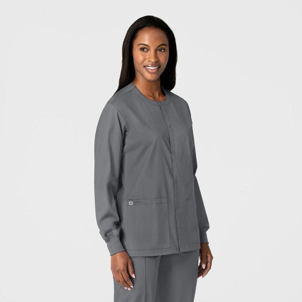 Wink Scrubs Unisex Snap Front Jacket Pewter | scrub-supply.com