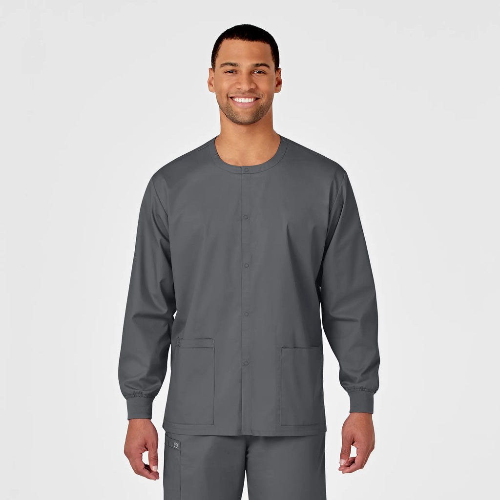 Wink Scrubs Unisex Snap Front Jacket Pewter | scrub-supply.com