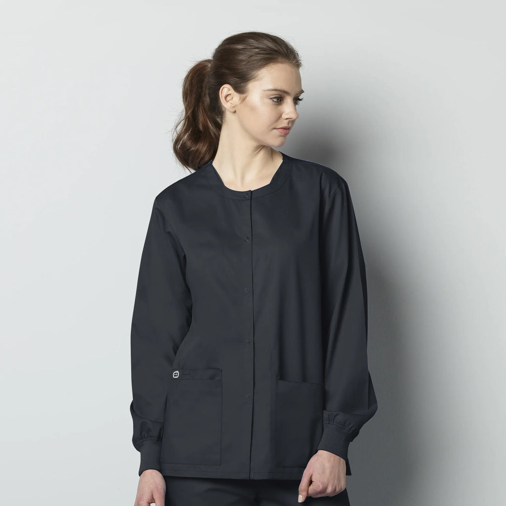 Wink Scrubs Unisex Snap Front Jacket Pewter | scrub-supply.com